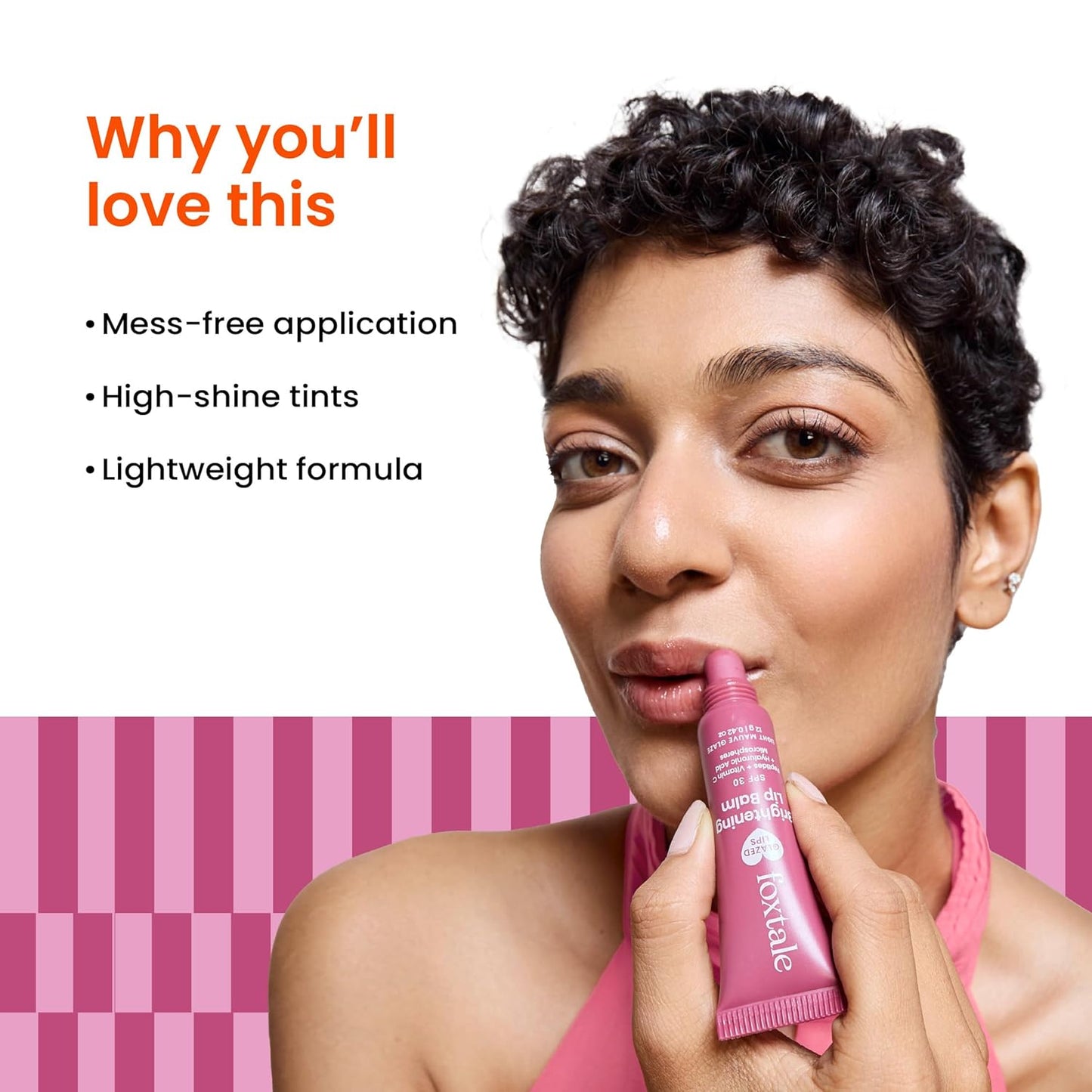 Foxtale SPF 30 Brightening Lip Balm for Dark Lips with Peptides & Vitamin C | Brightens | Hydrates | Tinted Lip Balm - Light Mauve Glaze 12gm