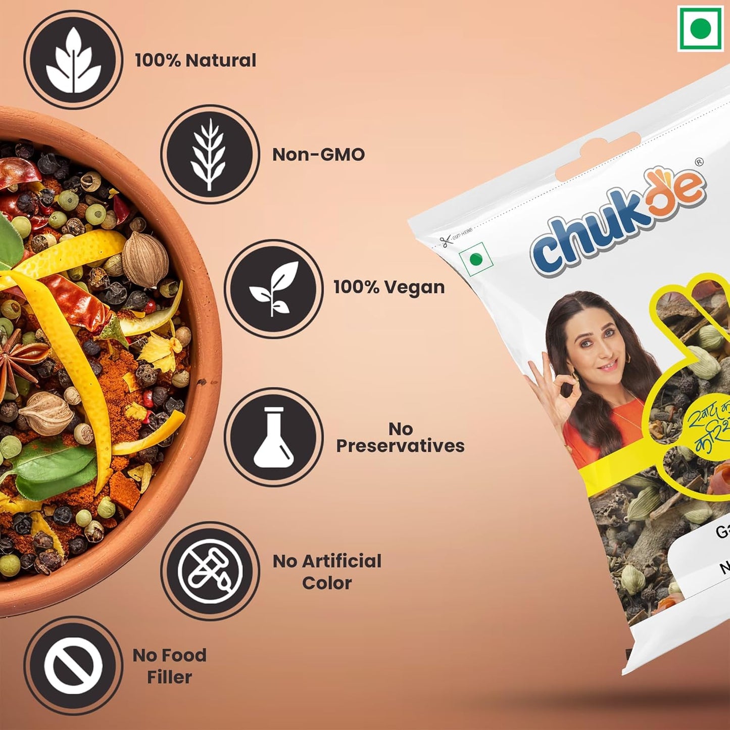Chukde - Garam Masala Whole (7.05 OZ) .- Blend of 13 Spices - Authentic Indian Spice Blend for Rich Flavors - Ideal for Traditional Indian Dishes - Whole Blended Spice - 200 Gm