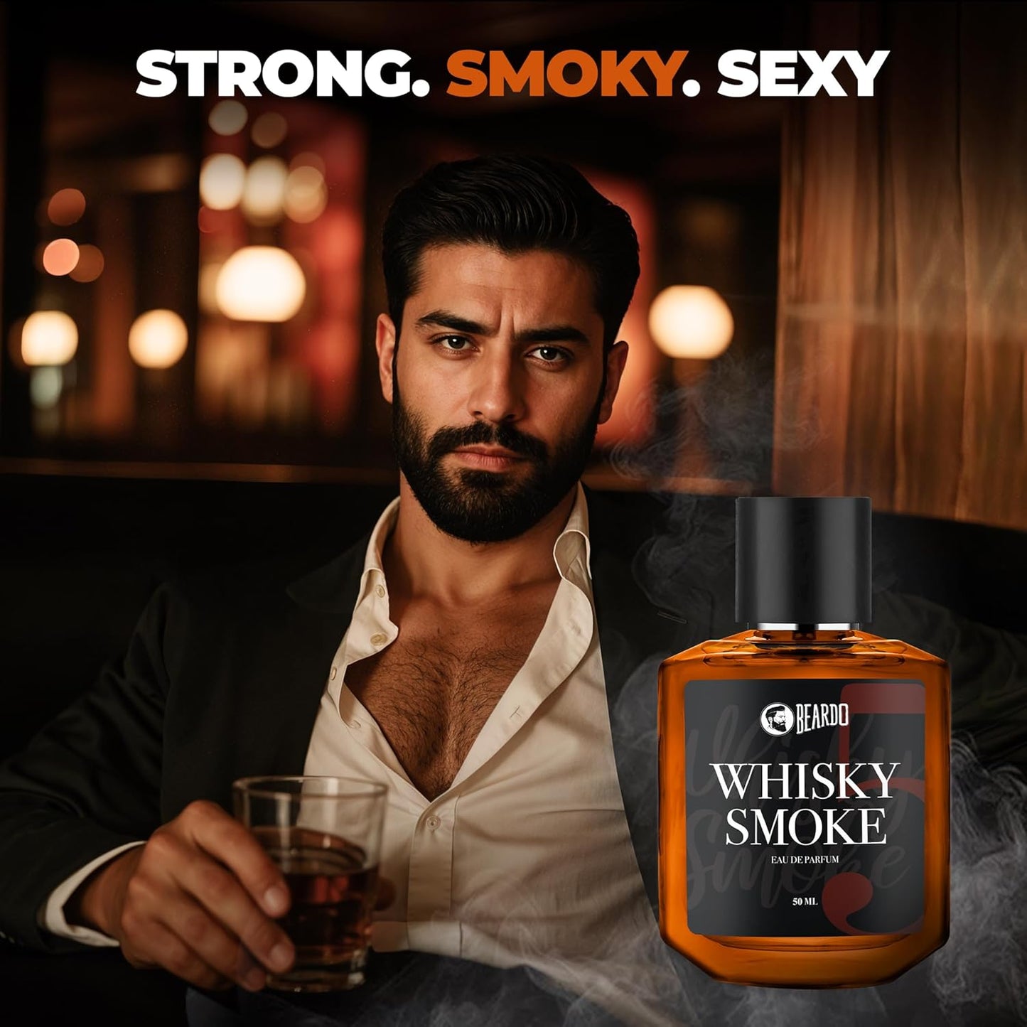 Beardo Whisky Smoke Perfume for Men,50ml|Spicy,Woody-Oudh Scent Eau De Parfum|Long Lasting Mens Perfume|Best Date Night Fragrance Body Spray|Valentines day gift for husband|Gift for boyfriend