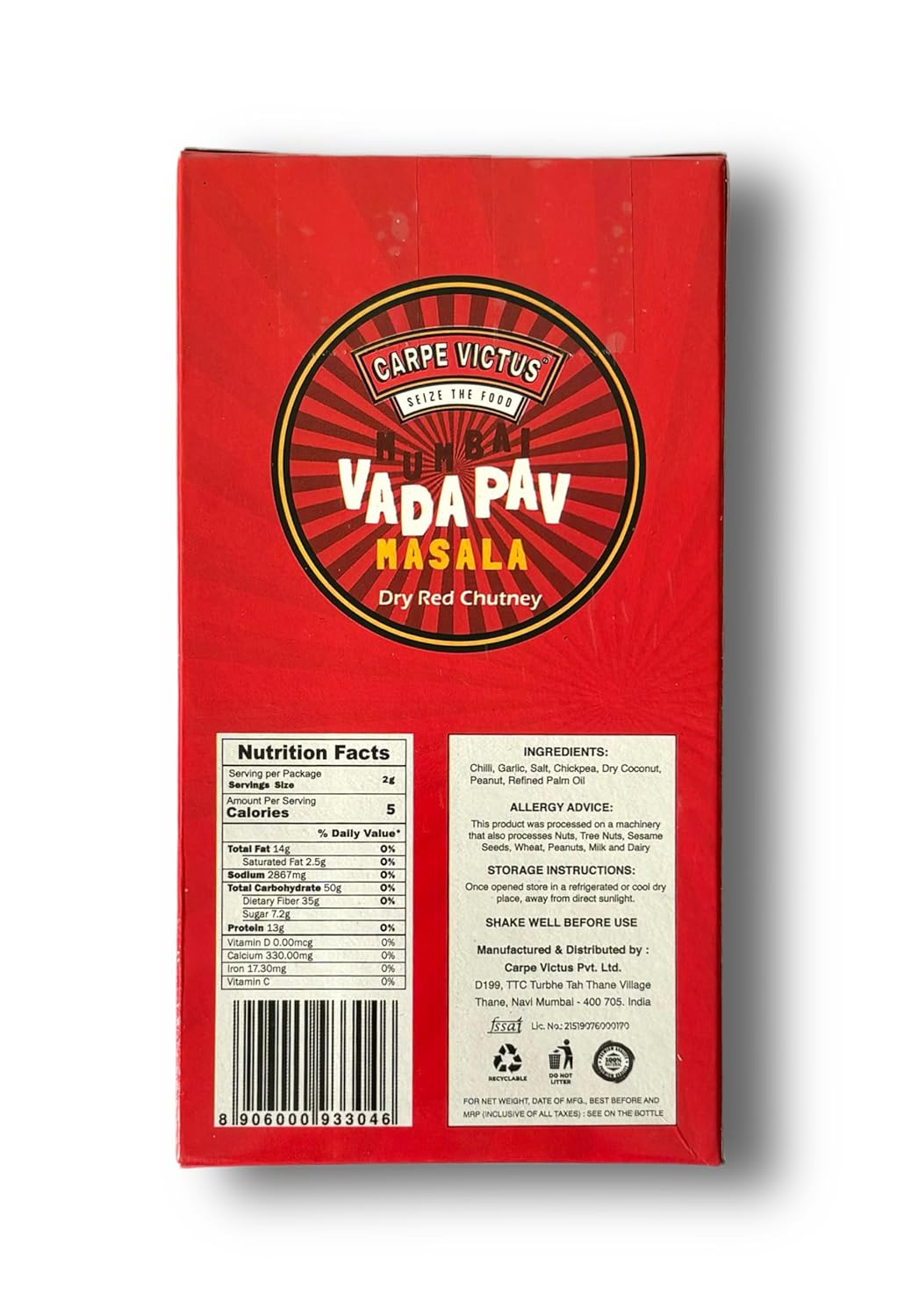 Carpe Victus Authentic Mumbai Vada Pav Masala Powder Pack of 2, Ready to Use Vadapaw Powder Mix, Wada Pao Dry Chutney Mix, Tasty & Spicy Flavor, Indian Seasoning and Masalas, 100 gms each