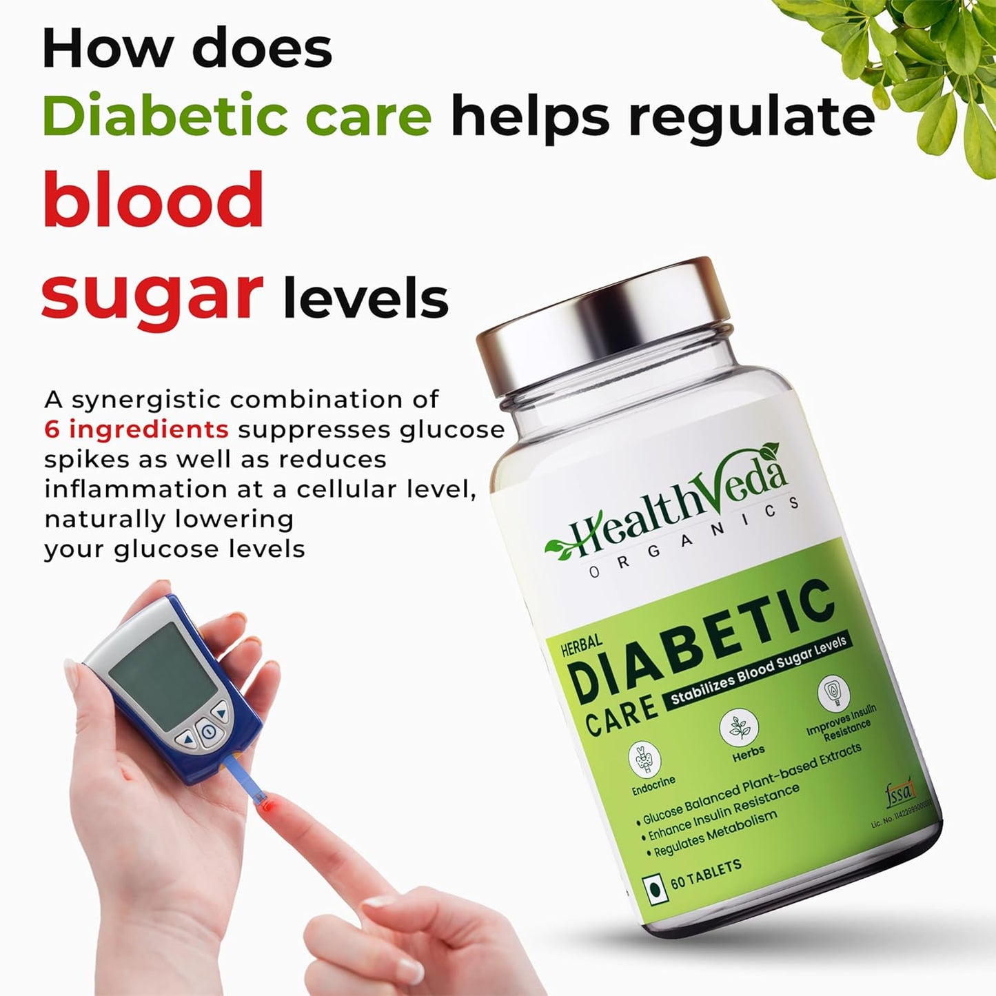 Zehivo HEALTH VEDA ORGANICS PRIVATE LIMITED Diabetic Care Supplements with Karela, Gudmar, Jamun I 60 Veg Tablets I Manages Blood Sugar Levels I For Both Men & Women