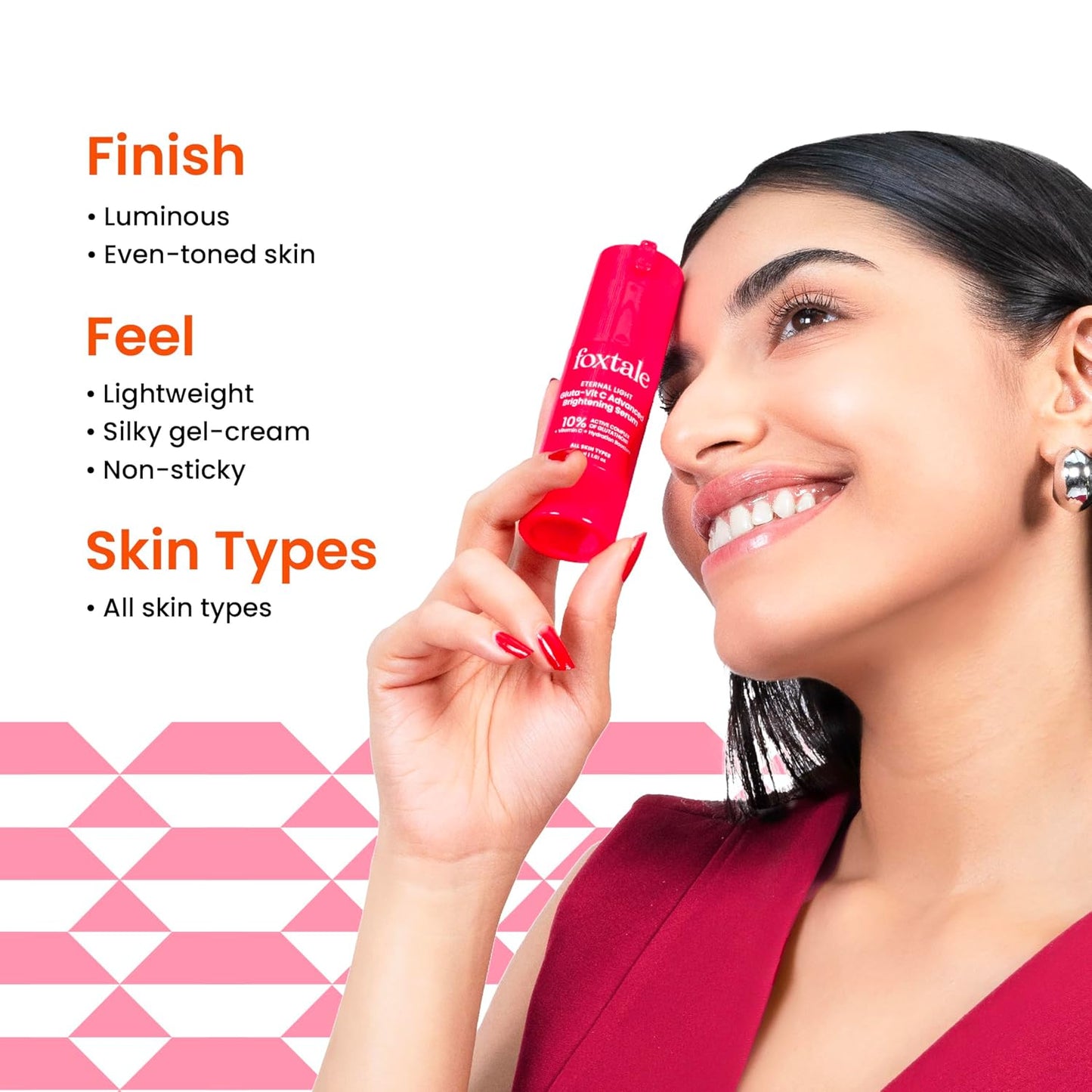Foxtale 10% Vitamin C + Glutathione Complex Serum, Brightens skin in 3 days, Fades melasma & dark spots, Evens Skin tone, Gentle & Non-irritating, For All Skin types, Men & Women