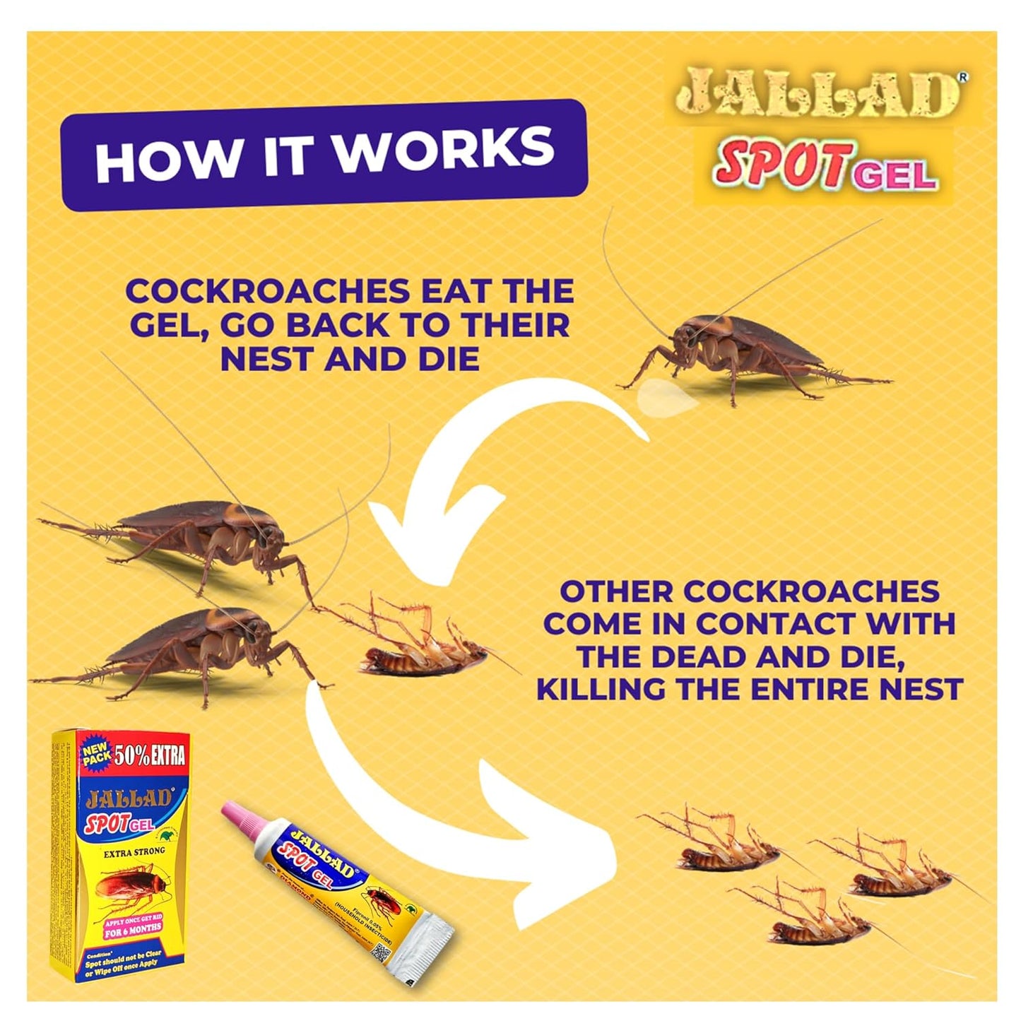 JALLAD SPOT GEL Anti Cockroach Pest Control Gel (Multicolour, 10 Grams extra 5 grams 15g ), Pack of 1