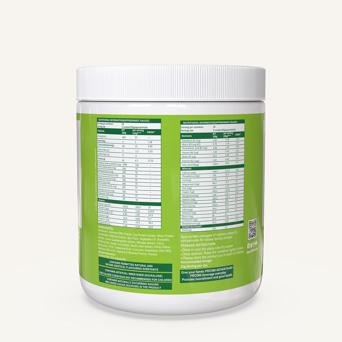 Pro360 Ortho Pro-V 250g Protein Powder for Bone and Joint Health | Supplement for Orthopedic Care with Natural Herbal Extracts | No added Sugar – Vanilla (Pack of 1)