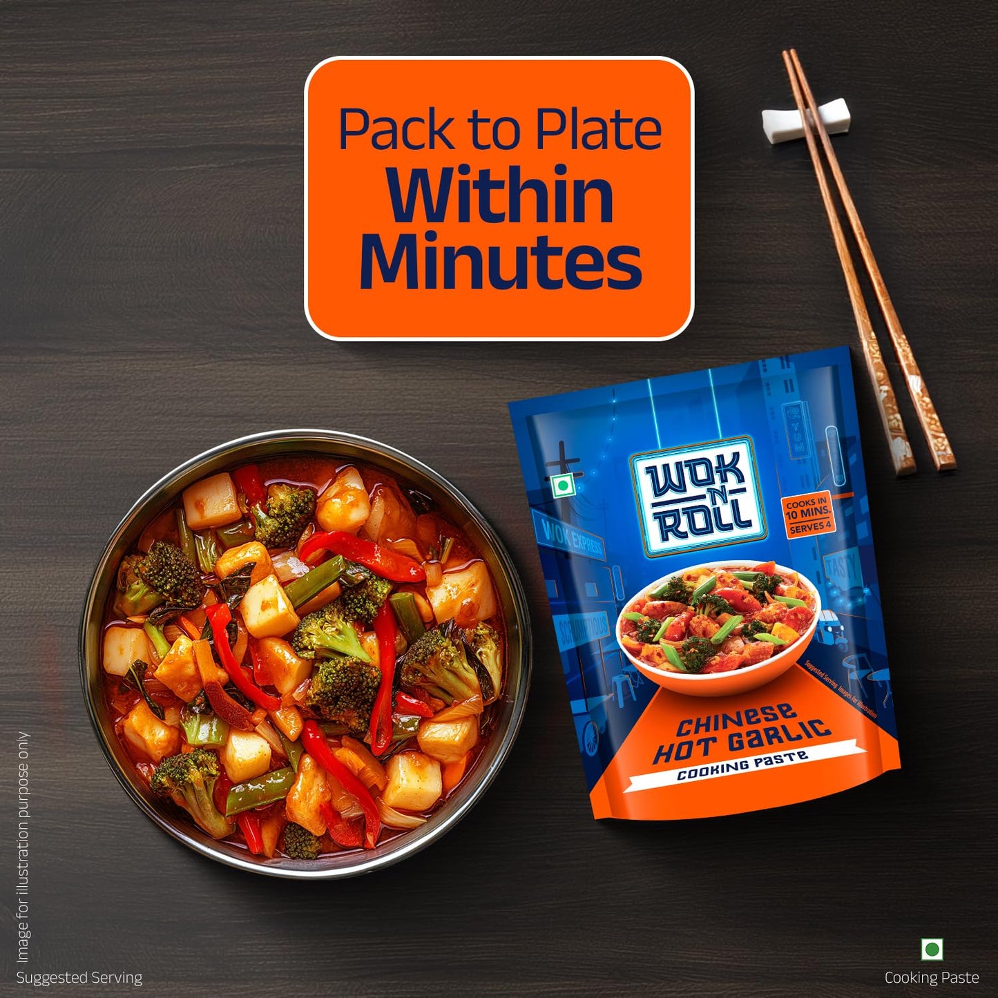 Wok n Roll Chinese Hot Garlic Paste 160g | Spicy Chilli Garlic Sauce for Stir Fry & Asian Cooking | Ready in 10 Mins | Serves 4 | Authentic Chinese Flavour | Cooking Paste & Sauce
