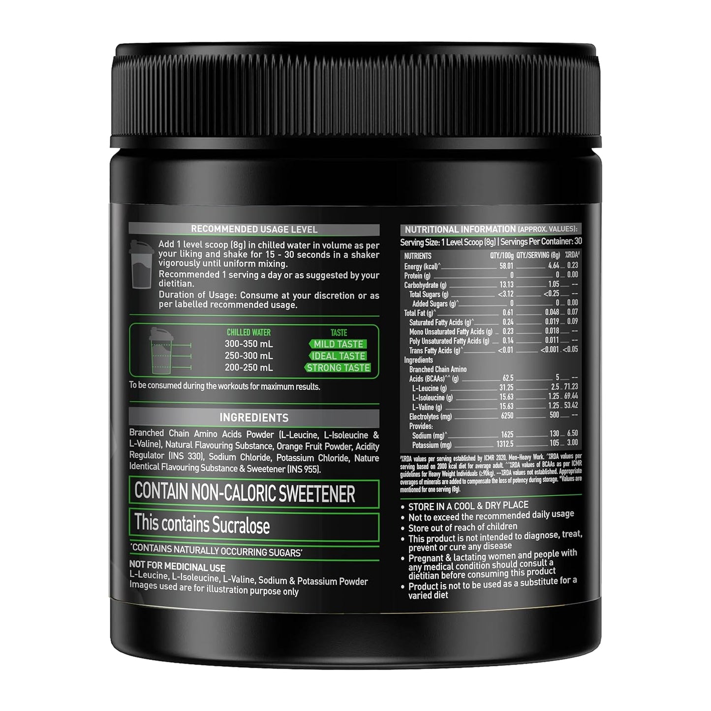 MuscleBlaze BCAA Pro Powder, Powerful Intra Workout (Litchi, 240g, 30 Servings) | With 5g BCAAs & 500mg Electrolytes