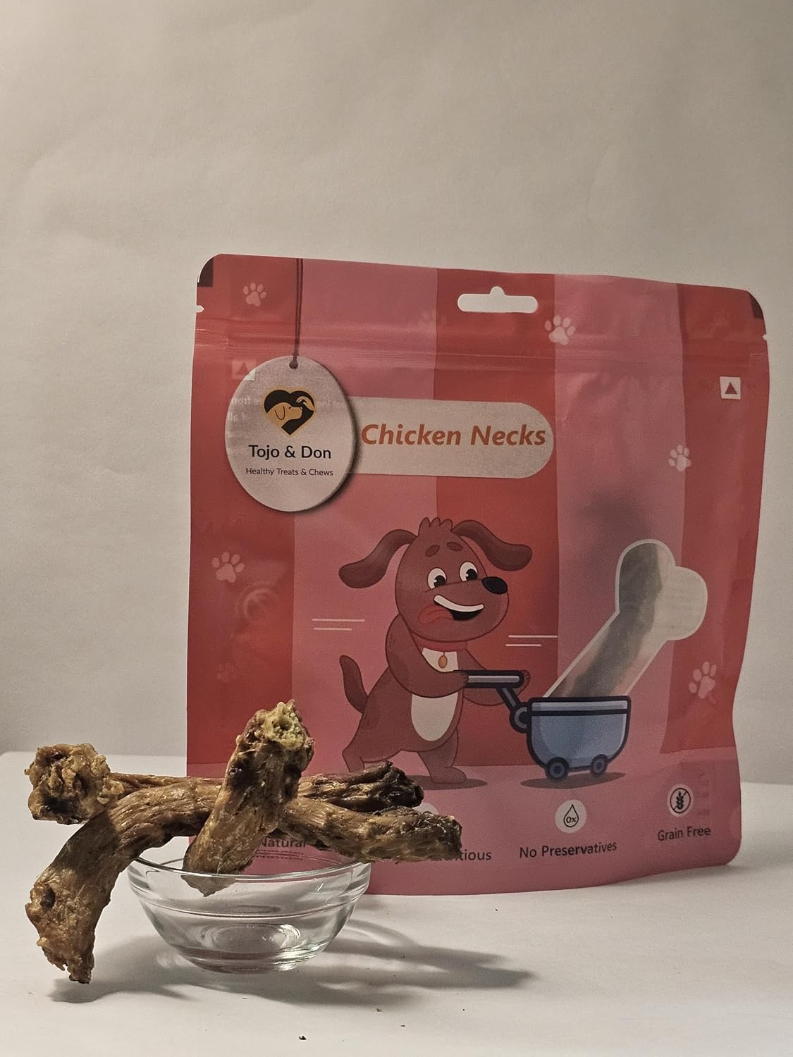 Tojo & Don Premium Dehydrated Chicken Necks for Dogs, 100 g | Single-Ingredient 100% Natural Chicken Treats | No Preservatives | Crunchy Dental Chews for Puppies & Adult Dogs