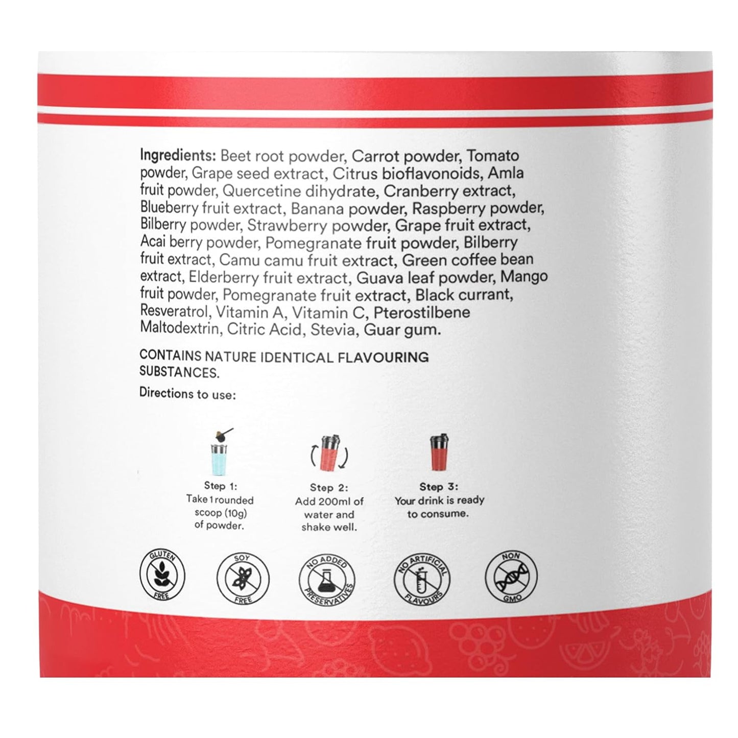 INLIFE Super Reds Powder | Antioxidant-Rich Superfood Supplement Drink Mix | 20 Super Fruits, Beets & Berries | Energize with Powerful Antioxidants Supports Energy 200g (Super Reds)