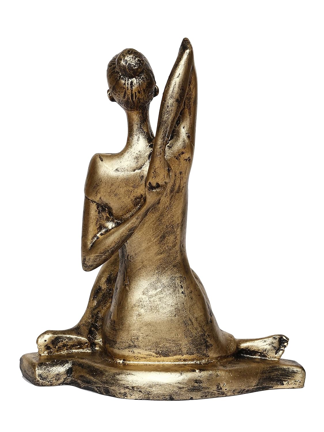 Golden Resin Woman in Gomukhasana Cow Face Pose | Yoga Woman Statue Showpiece for Home Decor Living Room Bedroom Office Yoga Studio | Womens Day Gift for Ladies | Birthday Gift for Women
