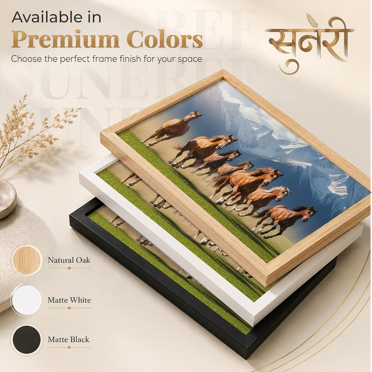 7 Horse Vastu Wall Painting (Landscape Collection) (Natural, Design 08, 13x19 Inch)