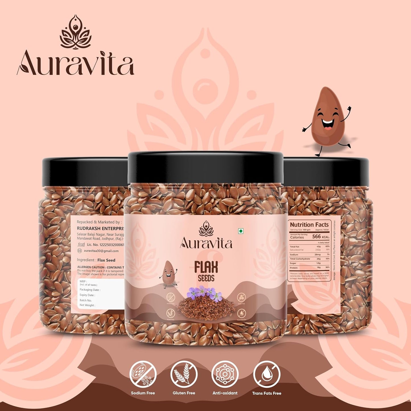 Auravita Premium Flax Seeds 250 Gram | Natural Raw Flax seeds for Eating High Dietary Fiber Alsi Seeds Rich in Magnesium