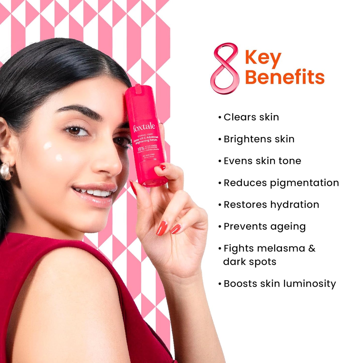 Foxtale 10% Vitamin C + Glutathione Complex Serum, Brightens skin in 3 days, Fades melasma & dark spots, Evens Skin tone, Gentle & Non-irritating, For All Skin types, Men & Women