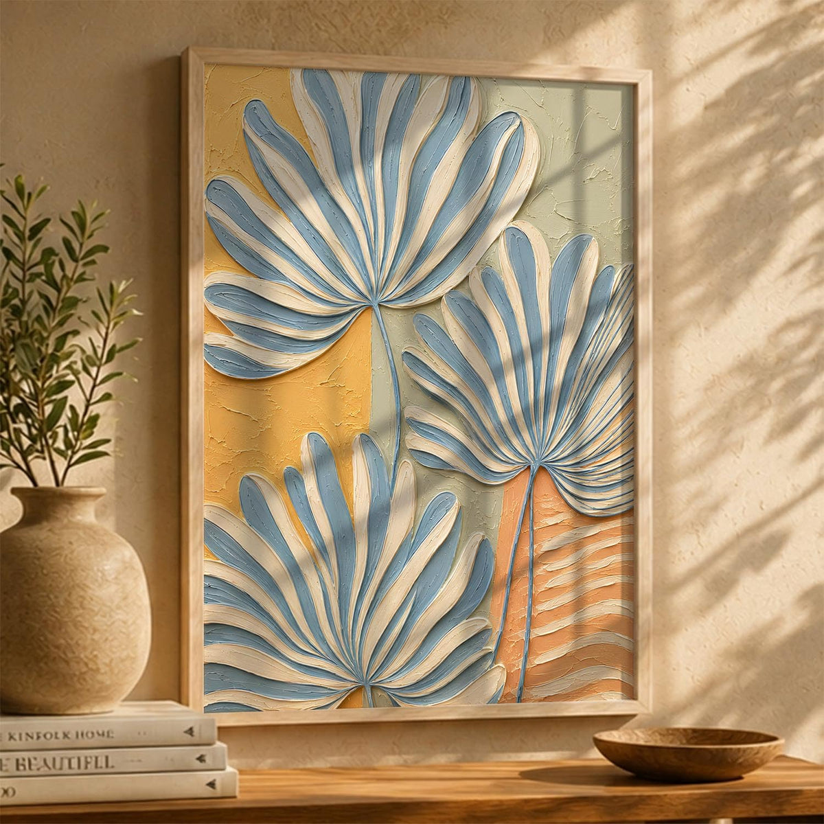 Decorative Floral Wall Art Painting With Frame | Floral Painting For Living Room Bed Room Hotel Wall Decor Digital Reprint (14X20 inch)