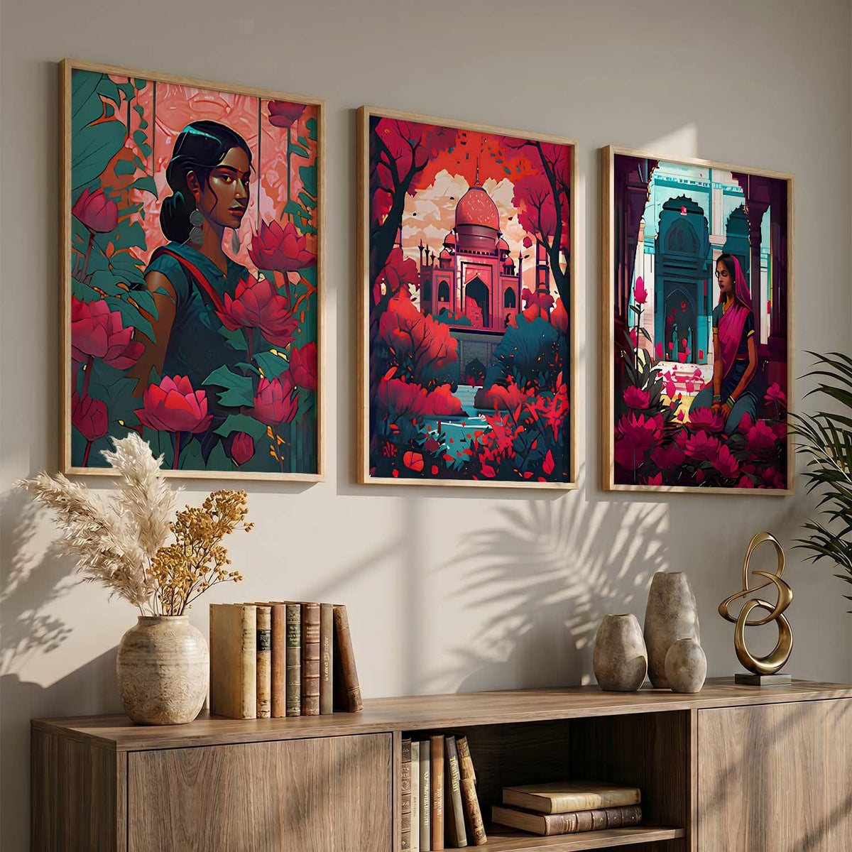 Premium Digital Painting with Frame for Home Decor - Painting for Living Room Bedroom Office Room Decor - Painting for Wall Decoration - Pack of 3 (Modern Art Painting, Design06, 10X13 inch)