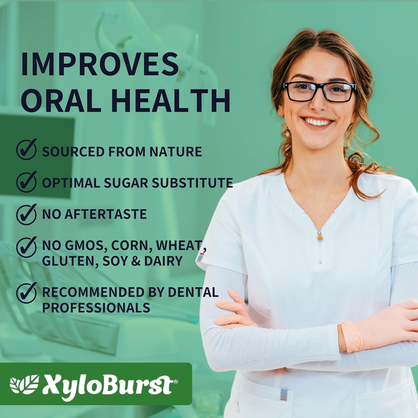 XyloBurst Gum | Xylitol Chewing Gum | Sugar Free, Gluten Free, Keto Friendly | Aspartame Free Gum For Oral Health | Spearmint | 12 Pieces, Pack of 1