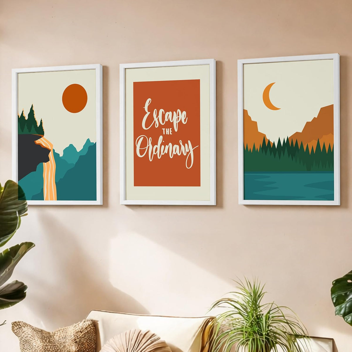 Wood Wall Paintings For Living Room - Set of 3 Wall Decor Illustration Design Wall Paintings For Home Decoration (Theme-Minimalist) (Art-10, 10x13inch)