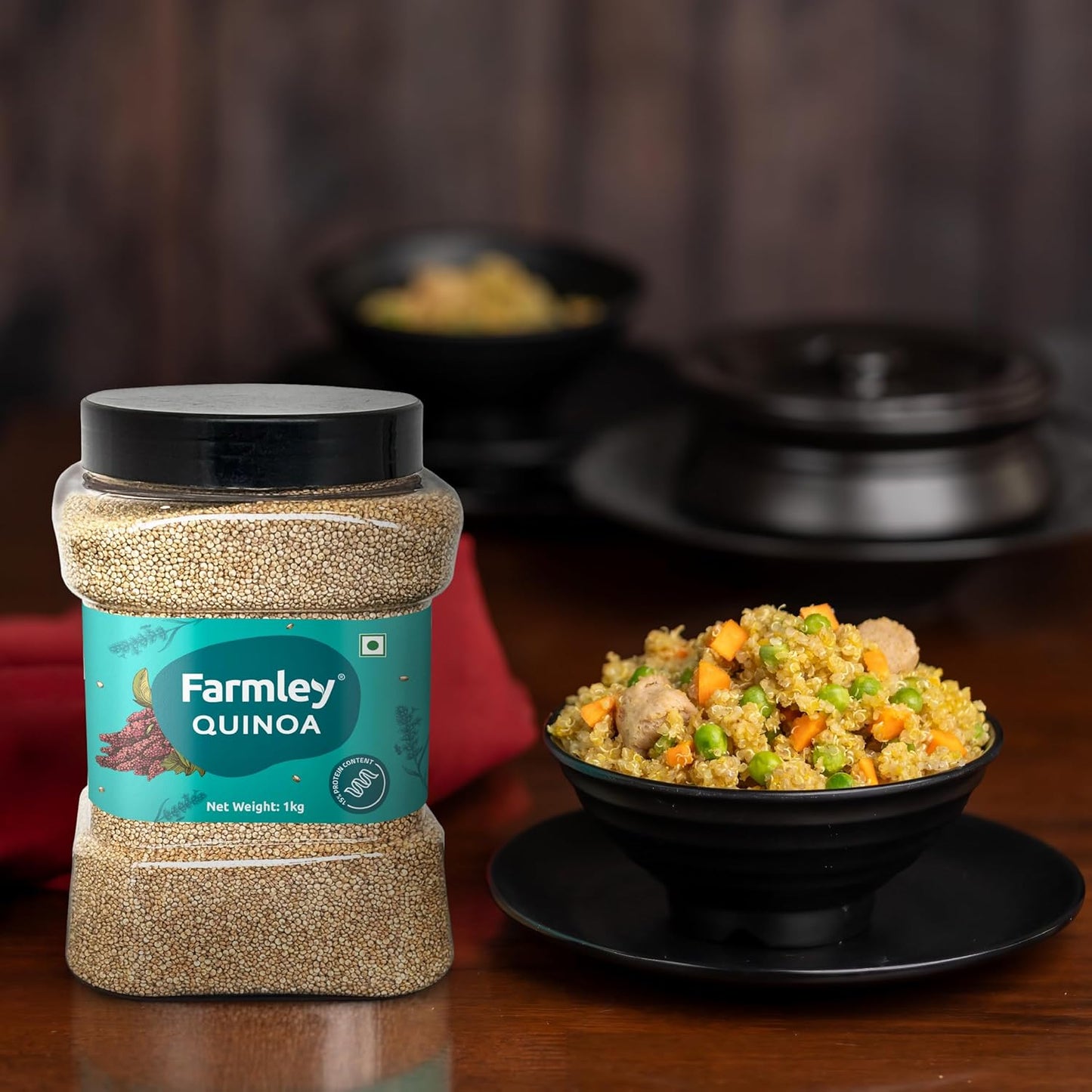Farmley Natural Quinoa | Gluten Free | Ready To Cook | High Fibre & Protein Content Quinoa Seeds (Pack of 1) (Quinoa Seeds 1kg (Pack of 1))