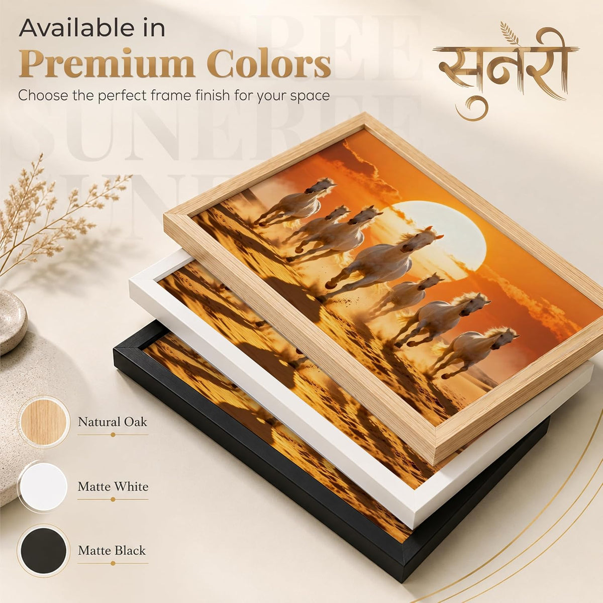 7 Horse Vastu Wall Painting (Landscape Collection) (Natural, Design 16, 48L x 33W cm)