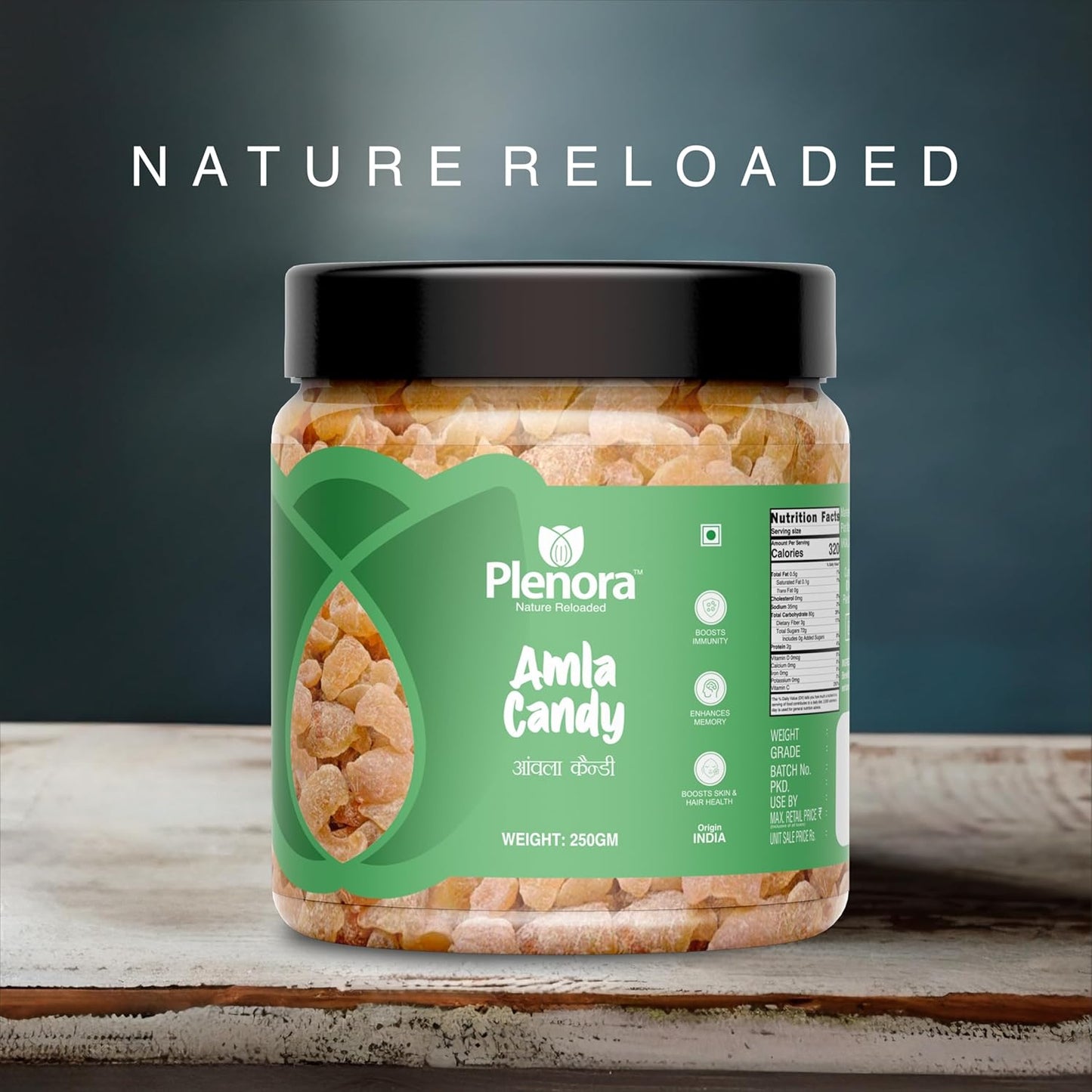 PLENORA Amla Candy 250g | Dry Gooseberry Candy | Sweet & Sour Taste | Rich in Antioxidants & Vitamin C | Healthy Snack