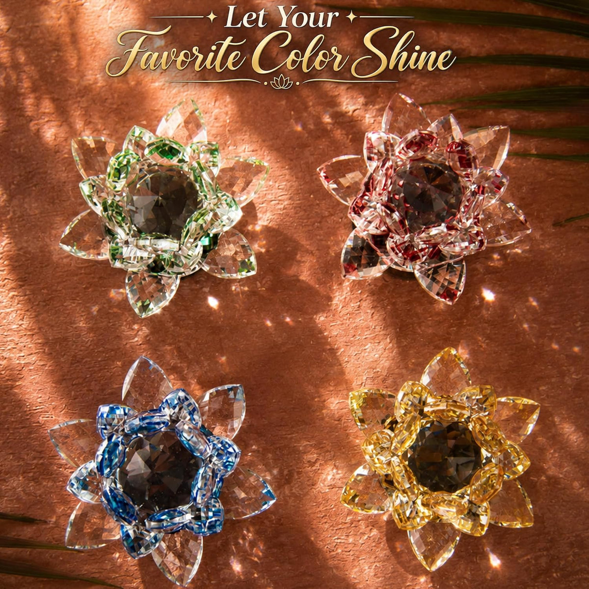 Crystal Lotus Flower Glass Showpiece, Decor -8.5 x 5.5 CM