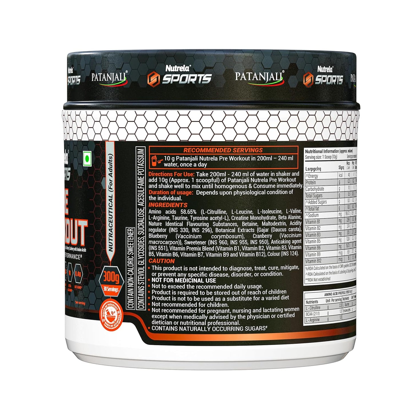 Nutrela Pre Workout Supplement 300 Grams