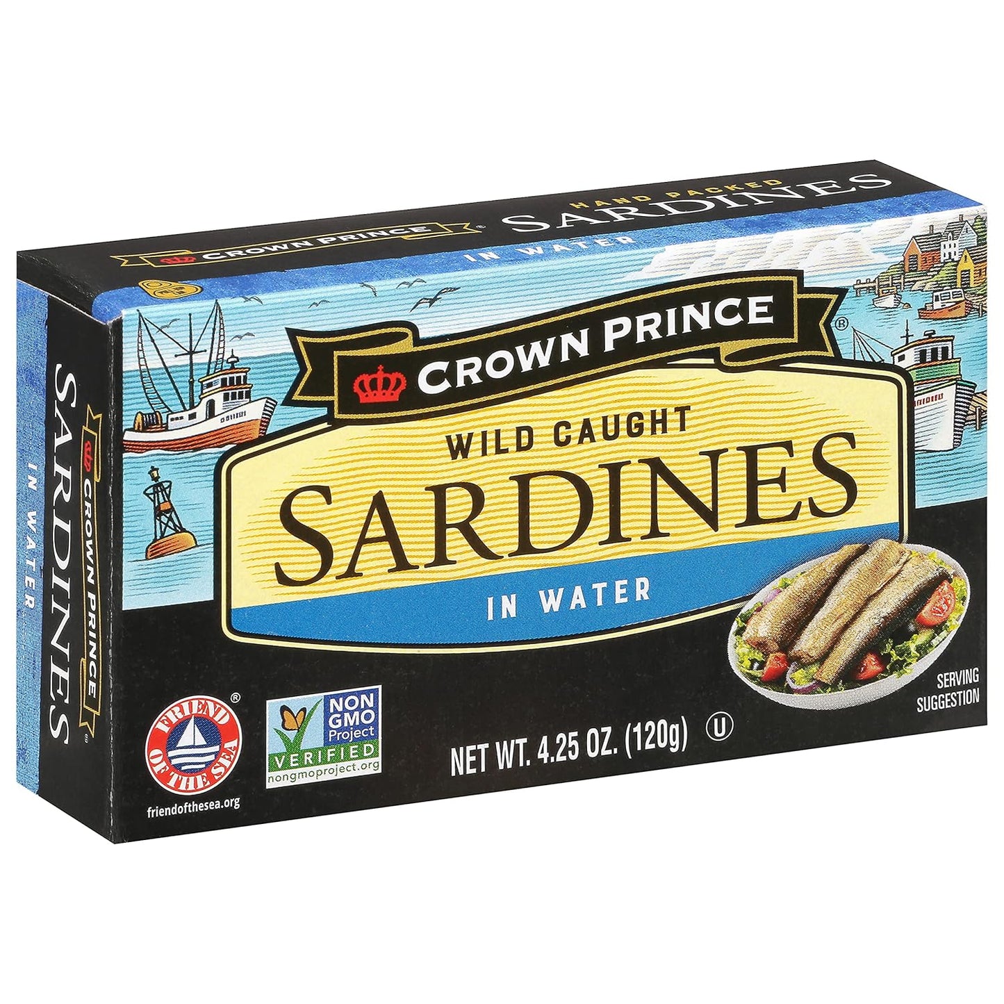 Crown Prince Sardines in Water, 4.25-Ounce Cans