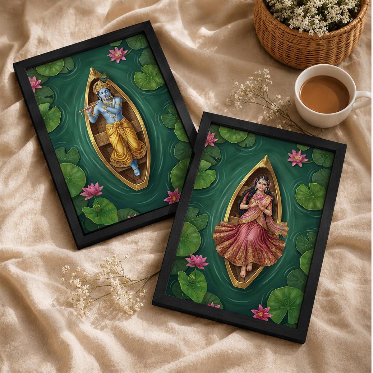 Traditional Indian Wall Art — Set of 2 (ART 21, 13x19 INCHES)