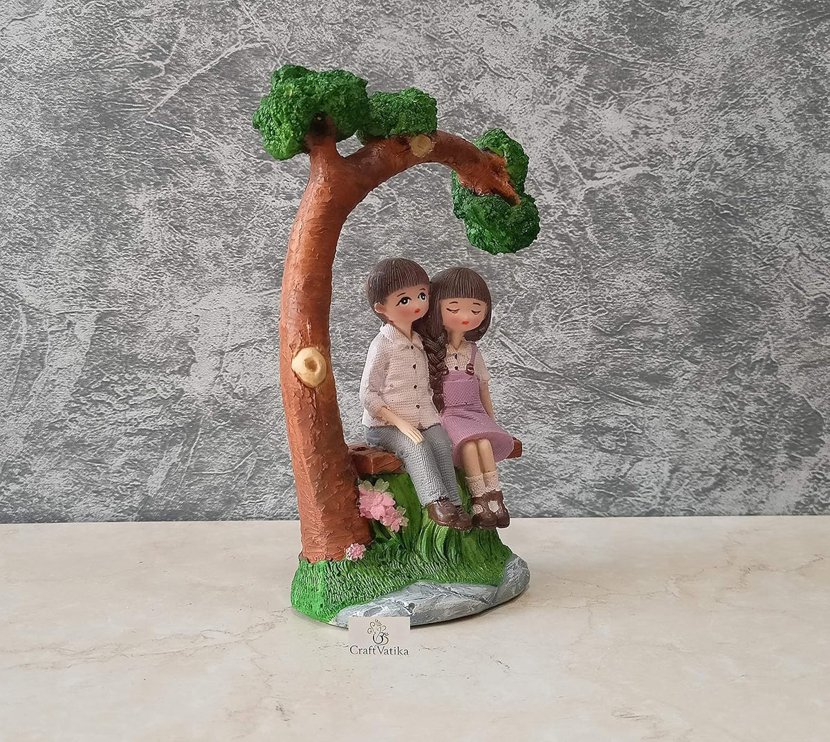 Romantic Love Couple Sitting on Bunch Miniature Statue Showpiece for Gift Husband Wife Girlfriend Boyfriend Girls Boys, Home Decor Items