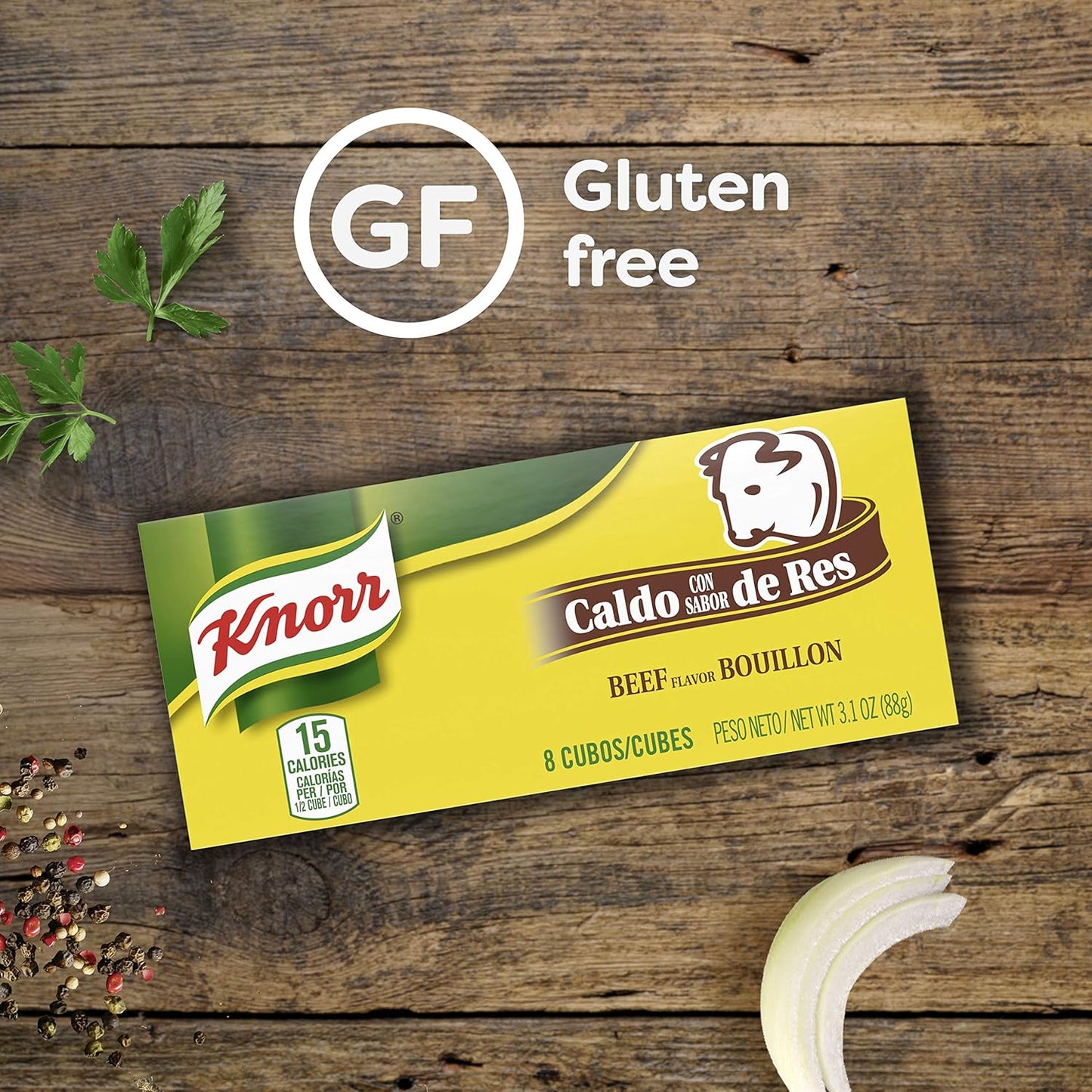 Knorr Bouillon Cubes Beef Flavor Bouillon/Caldo de Res Pack of 1, 8 Ct For Sauces, Soups and Stews Naturally Flavored 3.1 oz