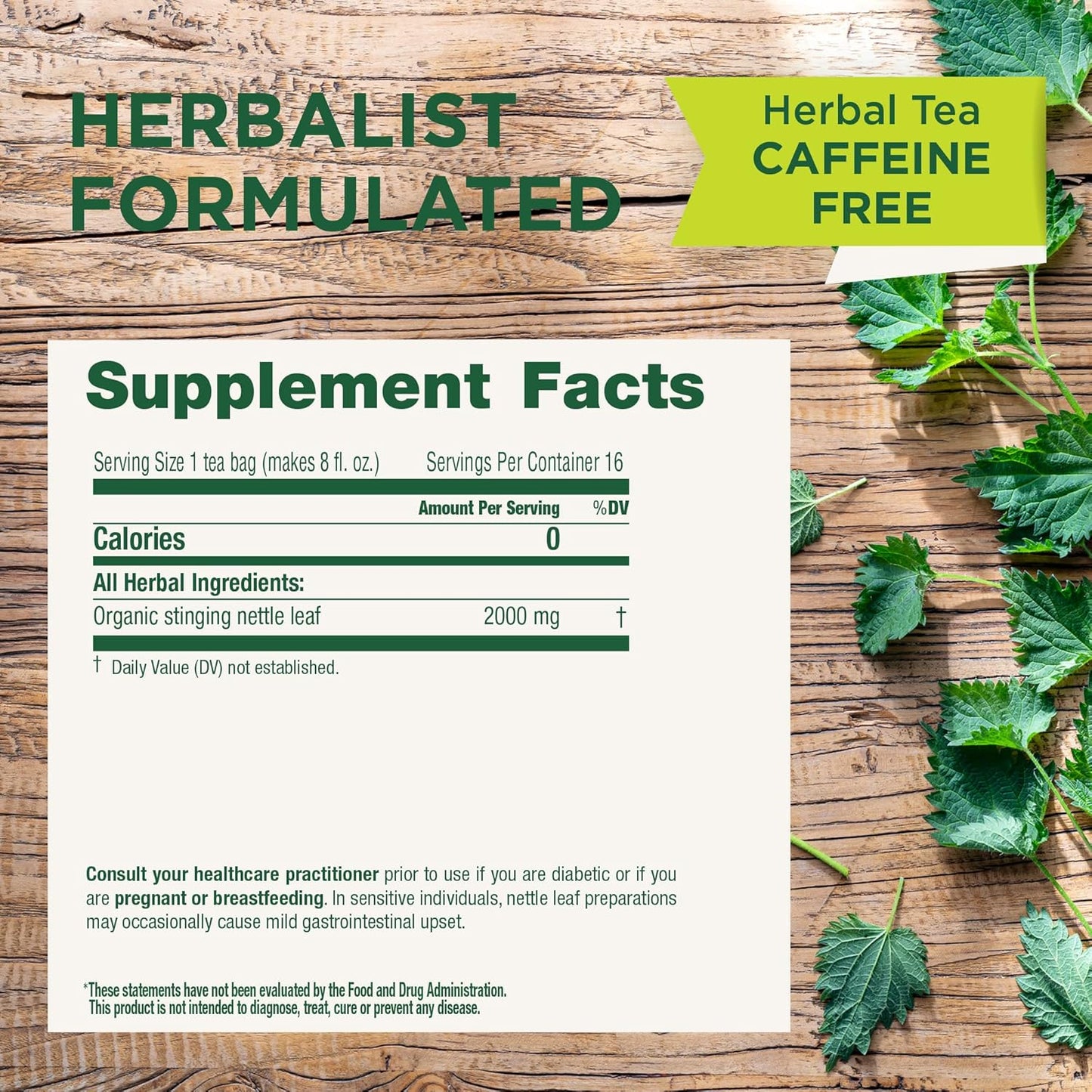Traditional Medicinals Organic, Nettle Tea - Supports Joint Health & Overall Wellness with Stinging Nettle - Kosher, Non-GMO, Caffeine-Free, Compostable - 16 Tea Bags