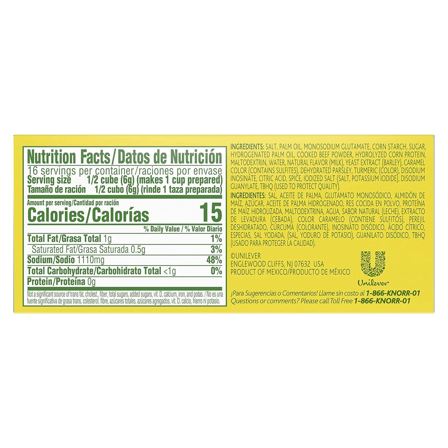 Knorr Bouillon Cubes Beef Flavor Bouillon/Caldo de Res Pack of 1, 8 Ct For Sauces, Soups and Stews Naturally Flavored 3.1 oz
