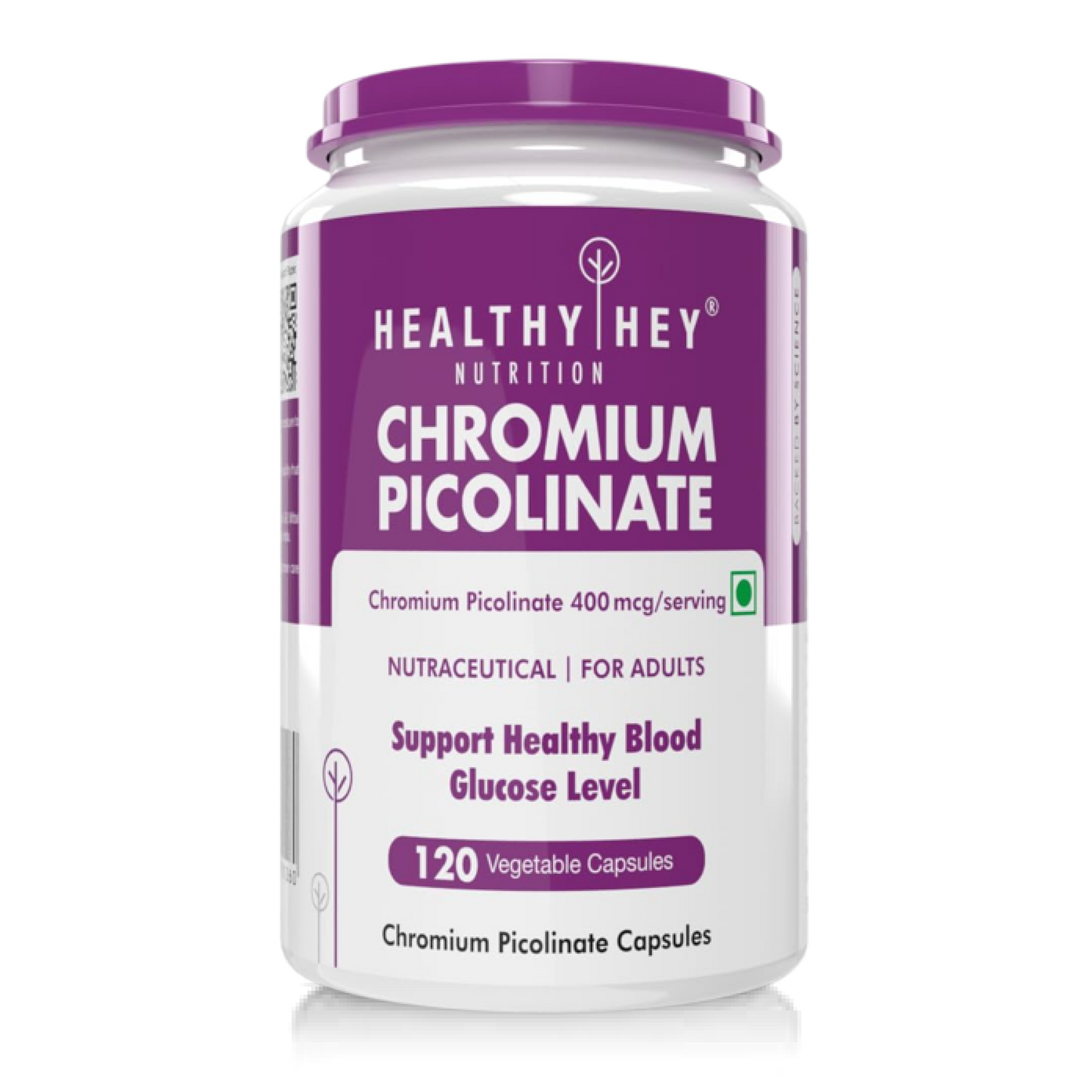 Zephivo HealthyHey Nutrition Chromium Picolinate -Support Glucose Metabolism (High Absorption) 120 Capsules, Non-GMO, Gluten Free