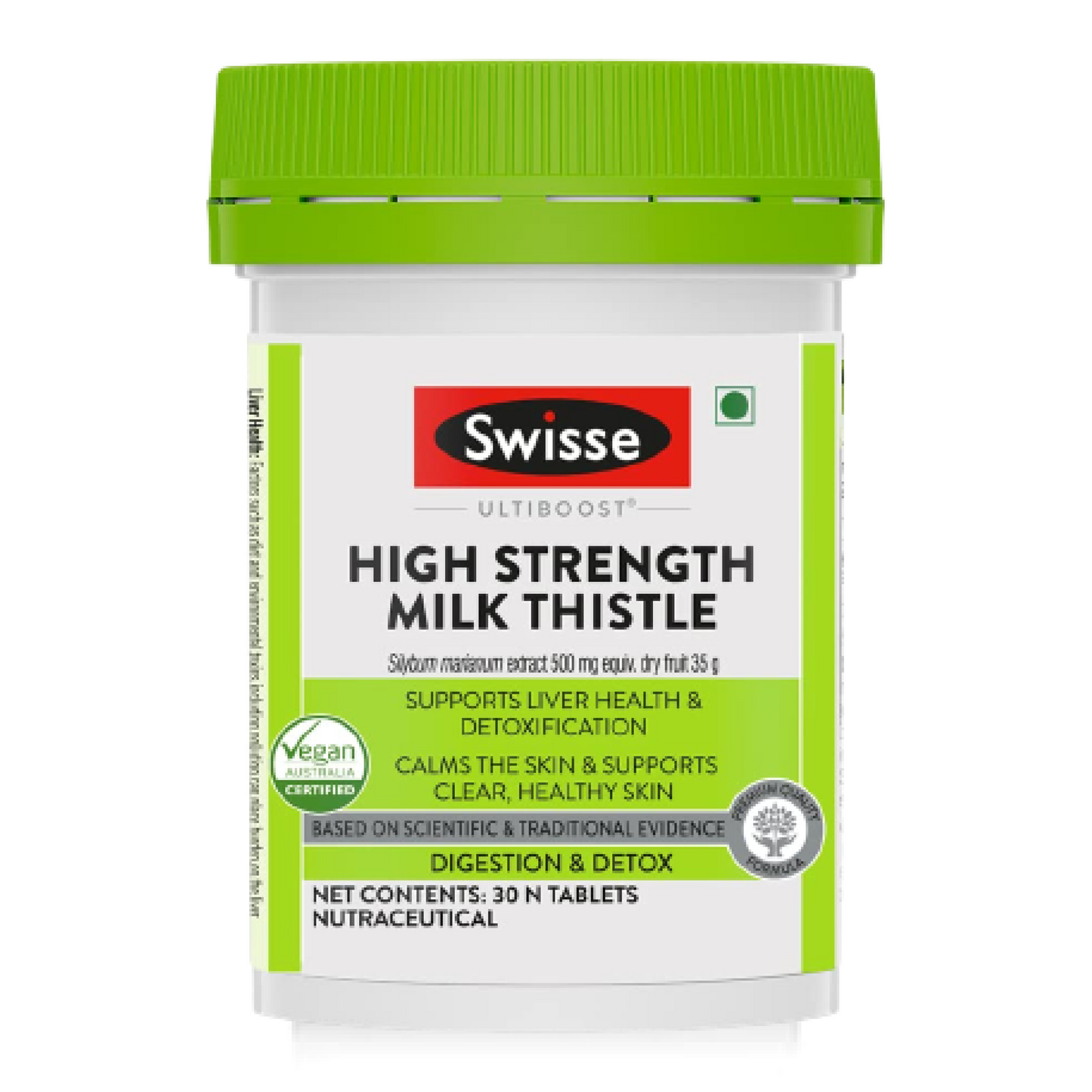 Zephivo Swisse High Strength Milk Thistle with 500mg (70:1) Milk Thistle Extract for Complete Liver Support, Alcohol Detox & Protection Against Fatty Liver - 30 Tablets (Highest Milk Thistle Content In Single Tab)