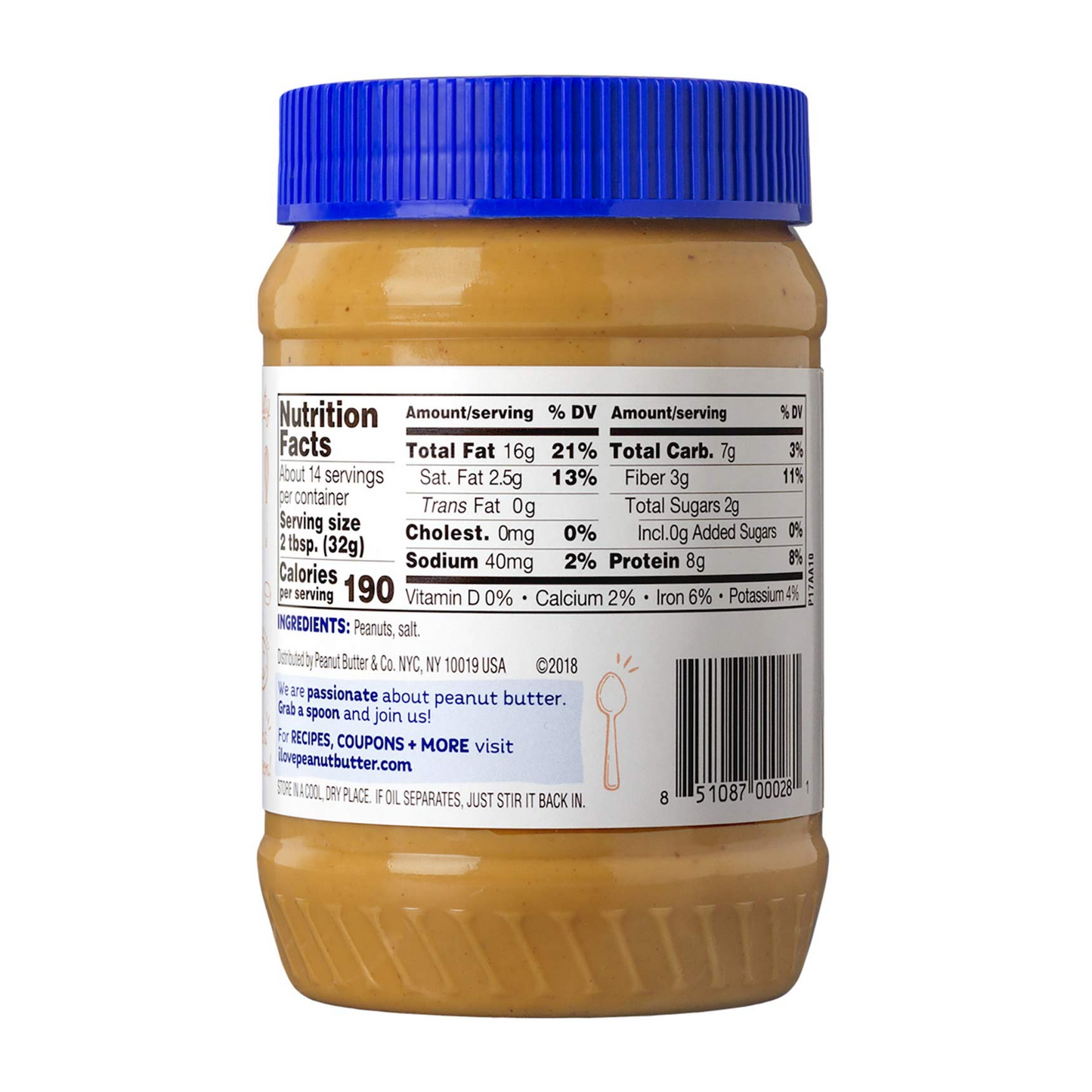 Peanut Butter & Co. Old Fashioned Peanut Butter, Non-GMO, Gluten Free, Vegan, No Sugar Added, 16 Ounce (Pack of 1)