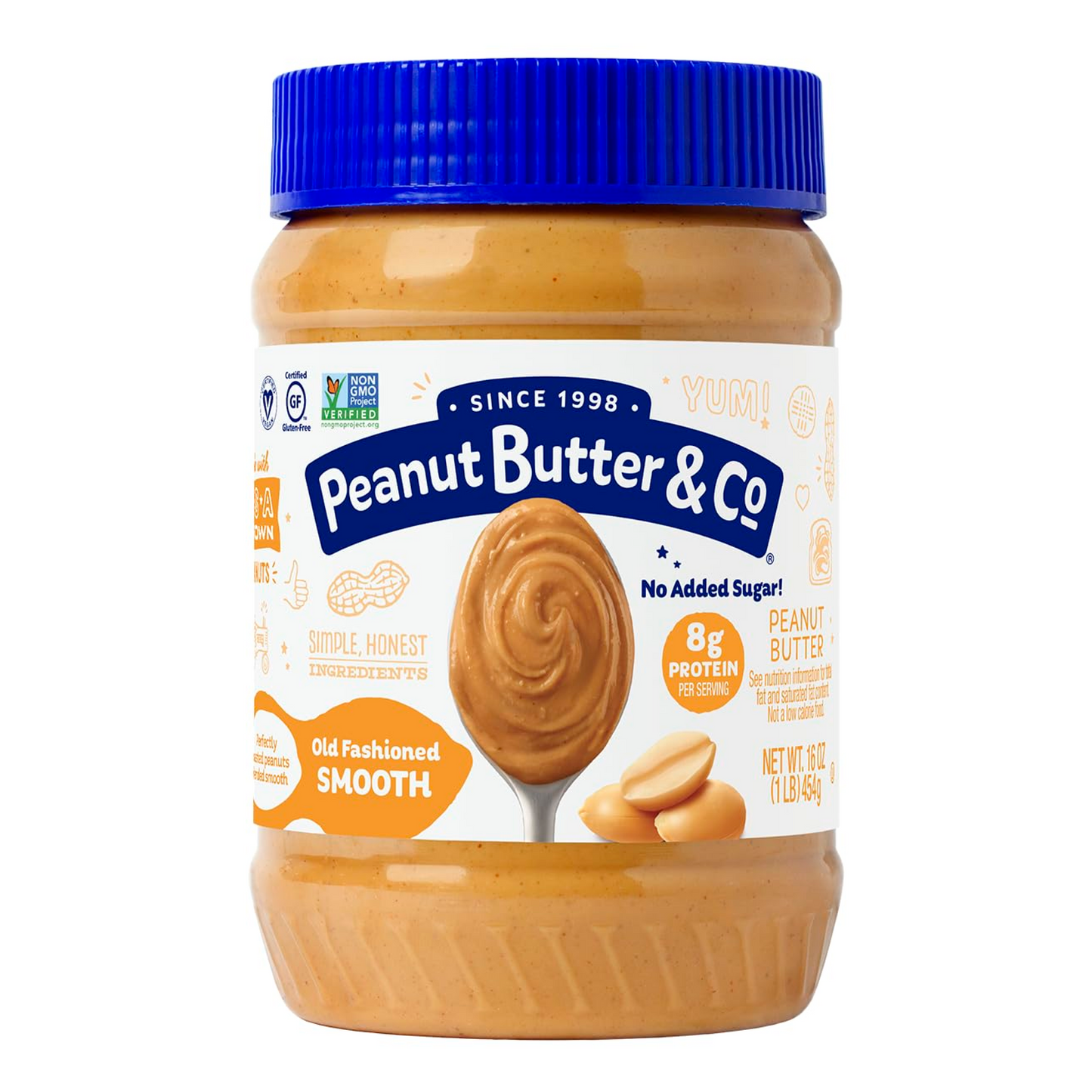 Peanut Butter & Co. Old Fashioned Peanut Butter, Non-GMO, Gluten Free, Vegan, No Sugar Added, 16 Ounce (Pack of 1)