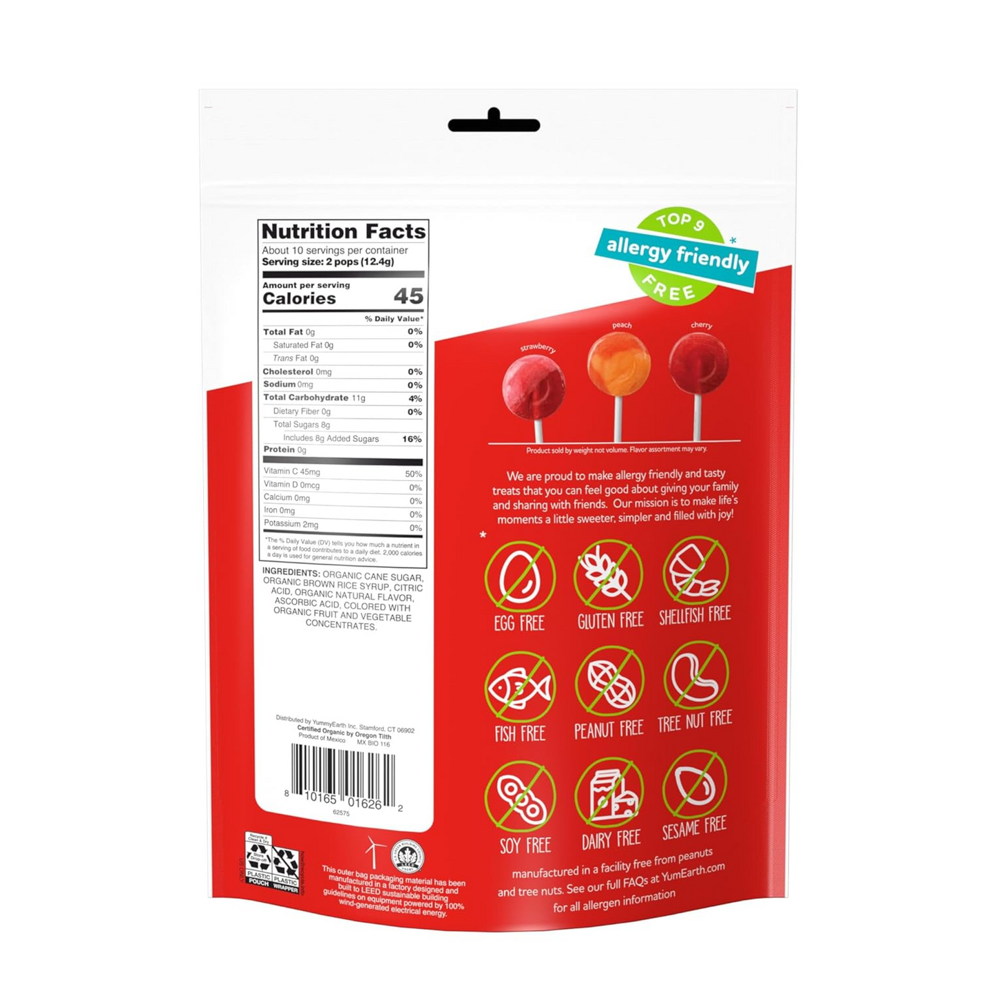 YumEarth Organic Lollipops, Assorted Flavors, 4.3 Ounce, 20 Lollipops - Allergy Friendly, Non GMO, Gluten Free, Vegan