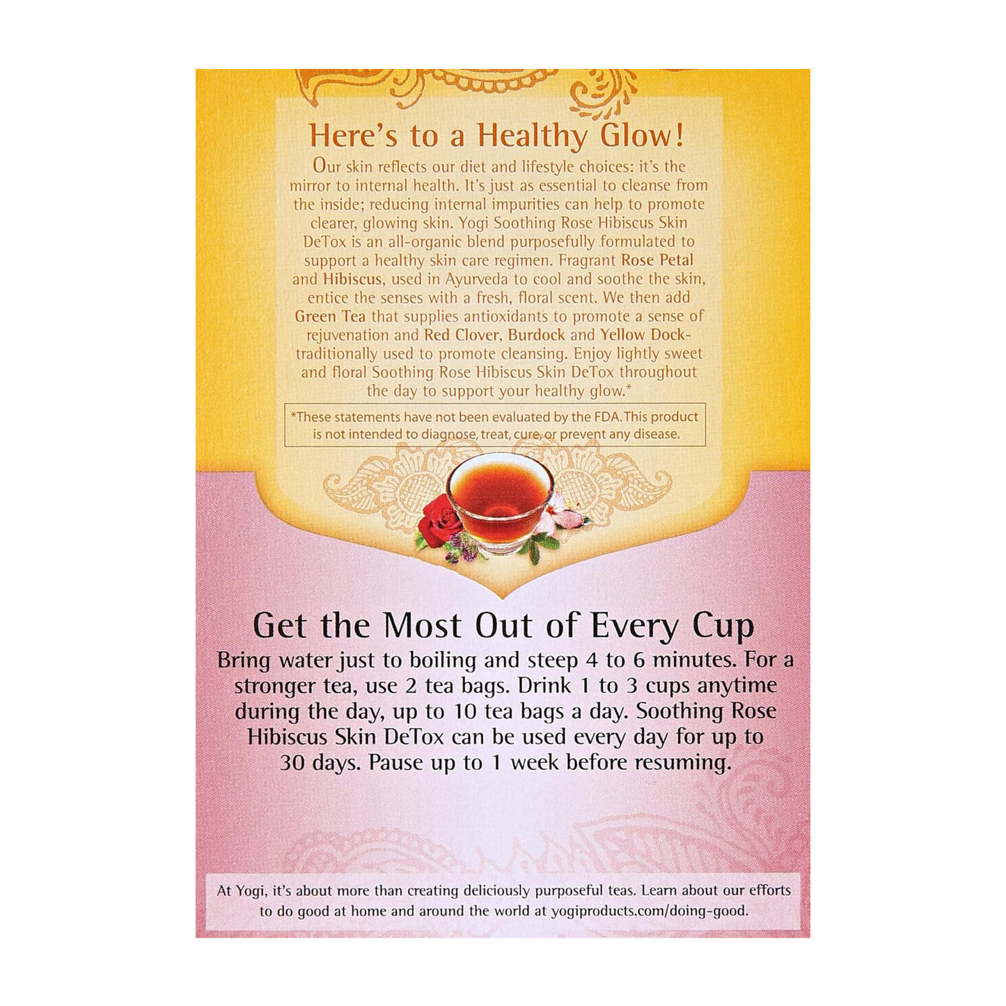 Yogi Tea, Skin DeTox, Soothing Rose Hibiscus, 16 Tea Bags, 1.12 oz (32 g)