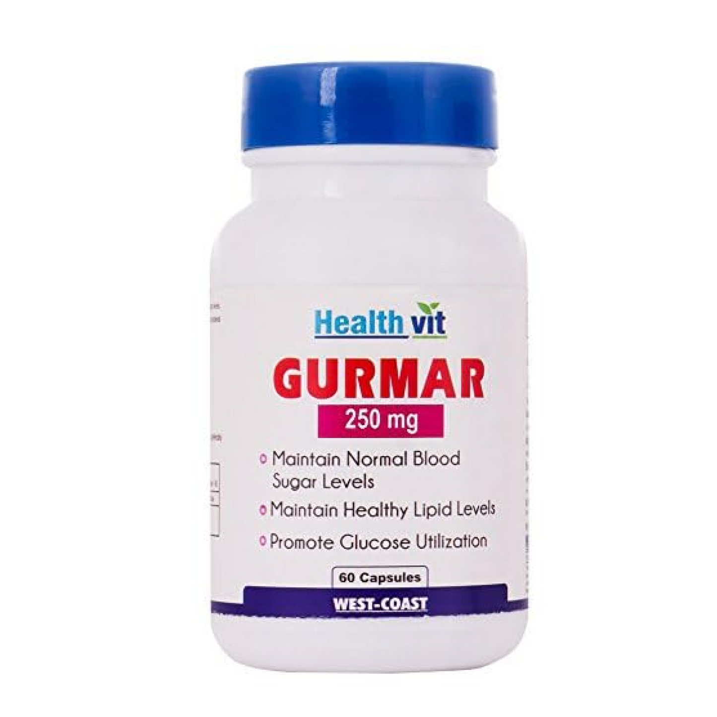Healthvit Gurmar 250mg supplement bottle on a white background