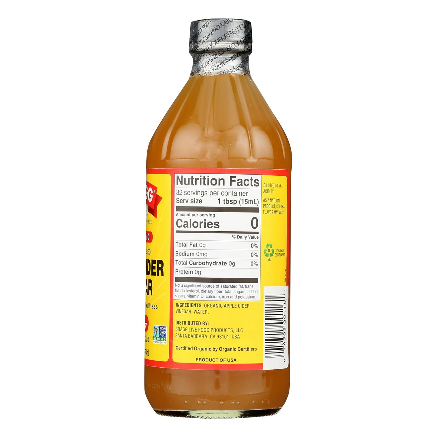 Bragg, Organic Apple Cider Vinegar with The 'Mother', 16 fl oz (473 ml)