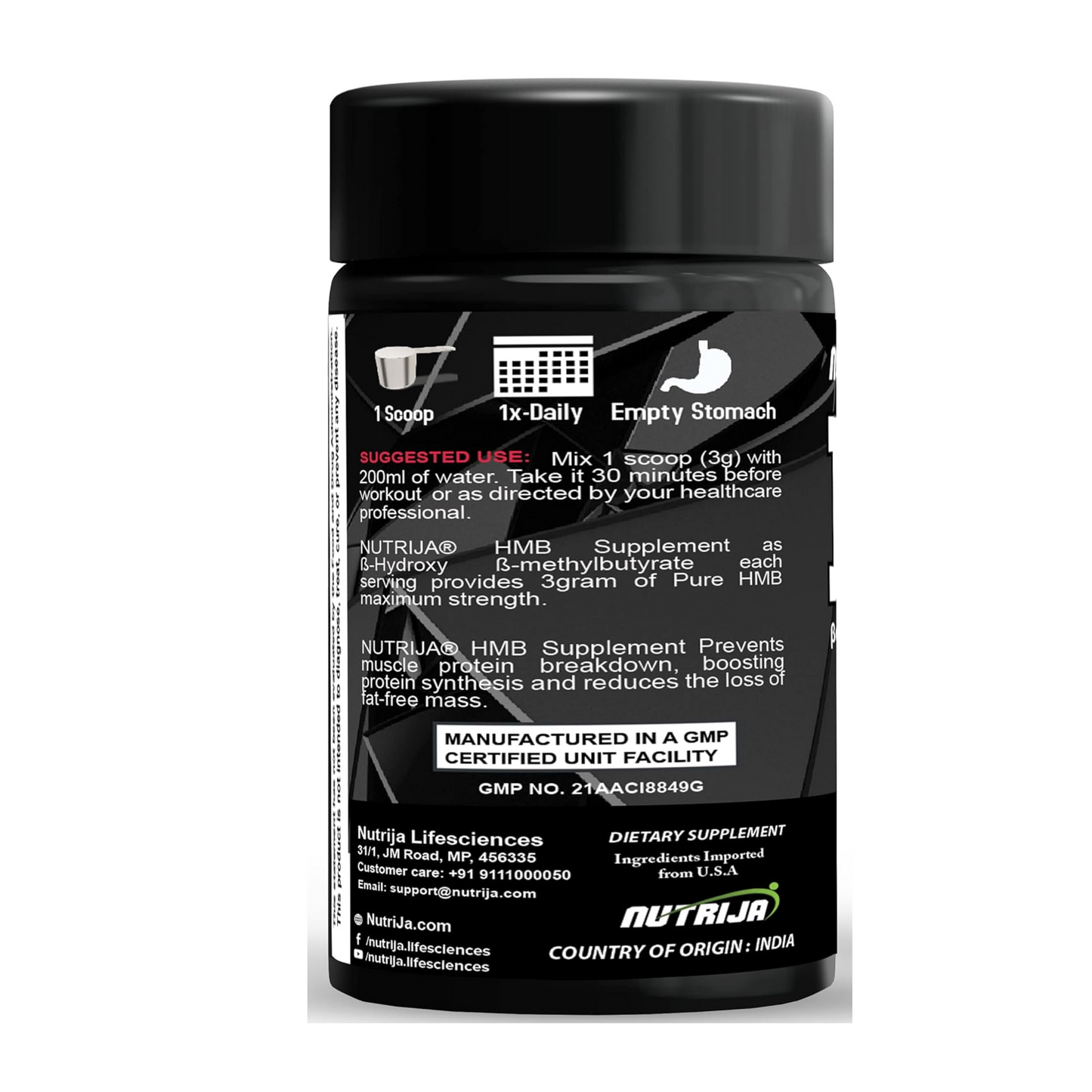 NutriJa HMB Powder (Beta-Hydroxy Beta-Methylbutyrate) 100 Grams - Pure HMB | Prevents Muscle Breakdown, Faster Recovery, Strength