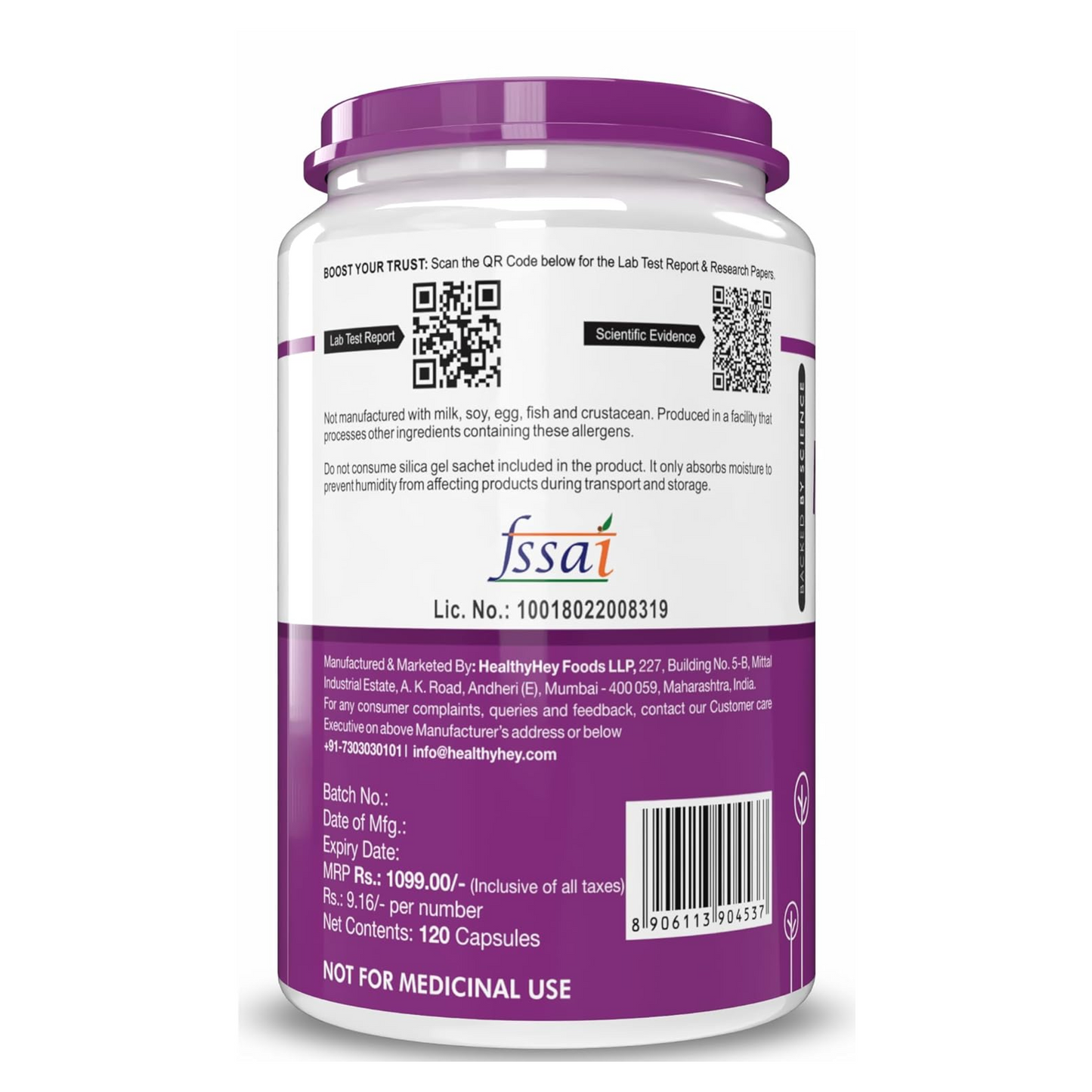 HealthyHey Nutrition Magnesium Carbonate 450mg - 120 Vegetable Capsules