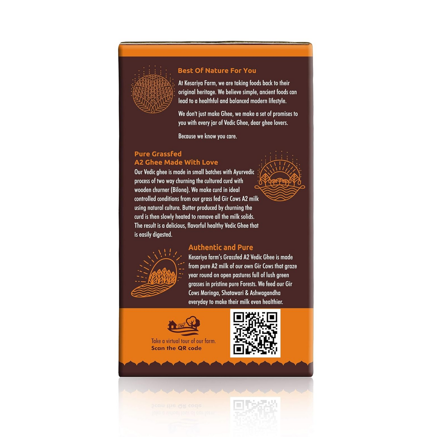 Vedic Ghee Premium A2 Gir Cow Cultured Desi Ghee from Kesariya Farm | Vedic Bilona Two Way Churned | Indian Gir Cow Ghee, Pure A2 Ghee, Natural & Healthy, Non-GMO | Lab Certified