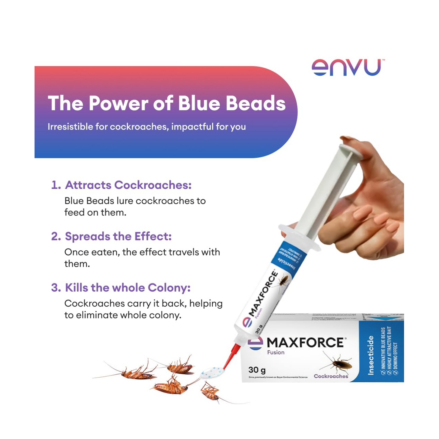Maxforce Fusion 30gm Cockroach killer gel for Home and Kitchen | Strong Anti Cockroach Gel | Home Pest Control