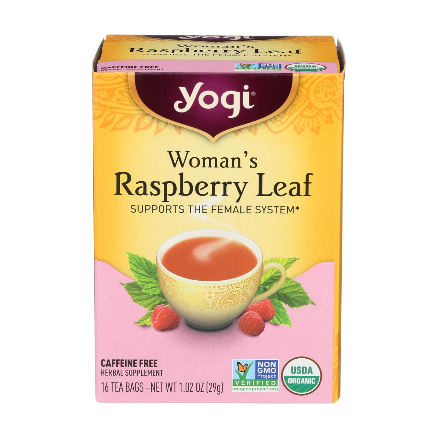 Yogi Tea, Raspberry Leaf, Caffeine Free, 16 Tea Bags, 1.02 oz (29 g)
