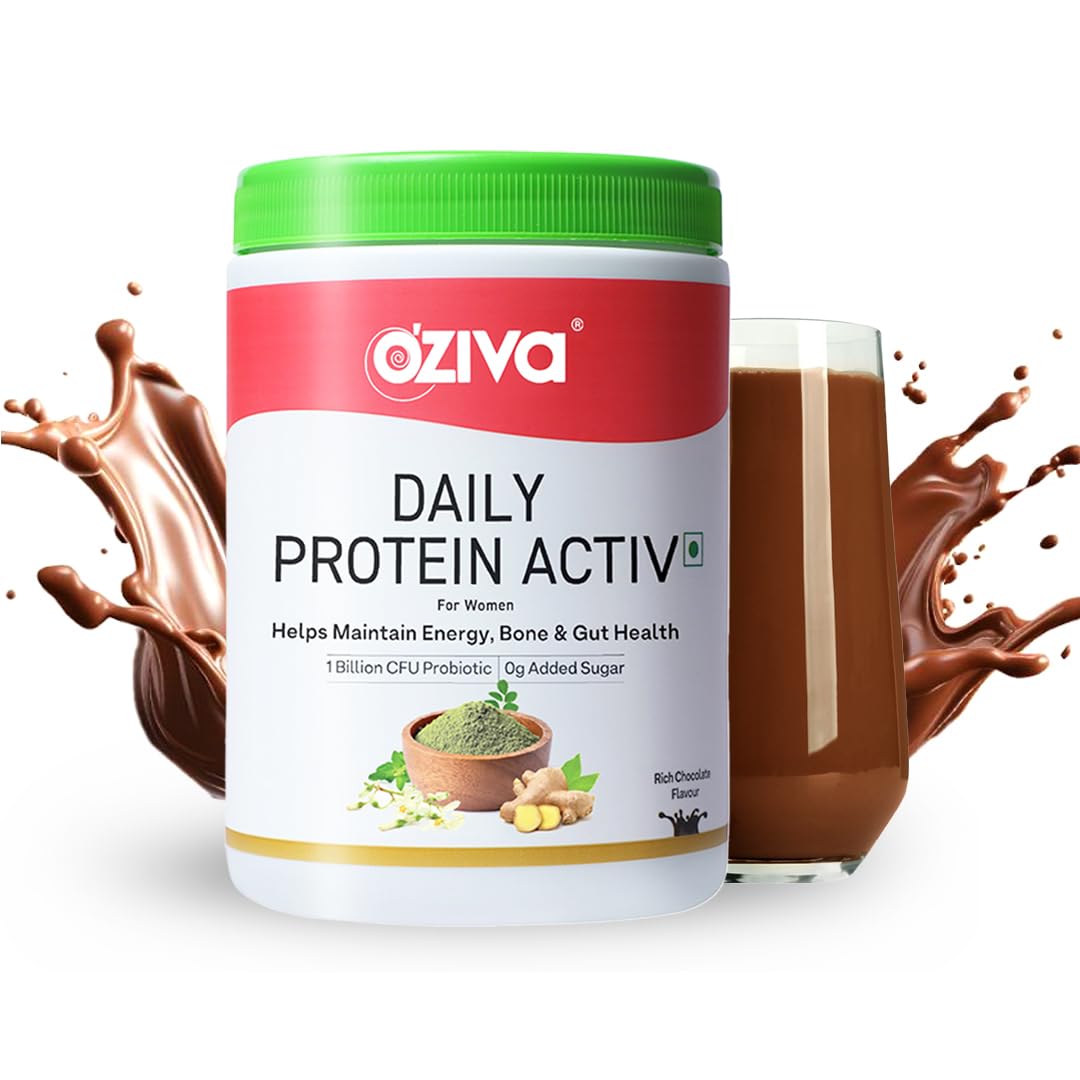 OZiva Daily Protein Activ for Women | Best Protein Powder for Women with 120g Protein, Probiotics, Shatavari for Increased Energy Levels, Bone Health and Hormonal Balance 300g