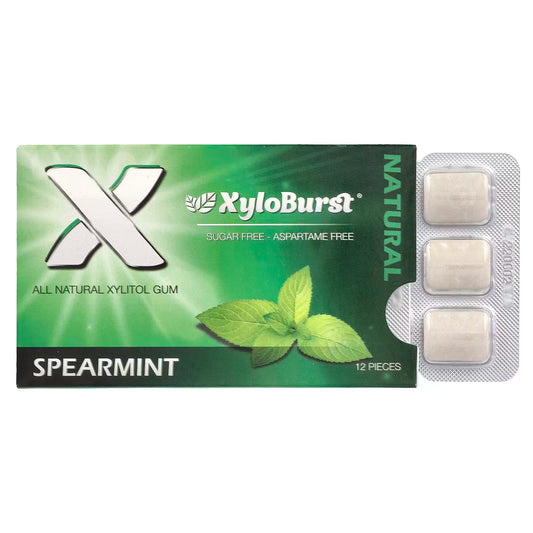 XyloBurst Gum | Xylitol Chewing Gum | Sugar Free, Gluten Free, Keto Friendly | Aspartame Free Gum For Oral Health | Spearmint | 12 Pieces, Pack of 1