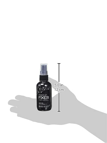 Black spray bottle held in a hand with measurement indicators on a white background