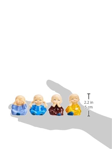 Little Cute Meditating Baby Monk for Decoration (Pack of 4, Multi-Coloured)