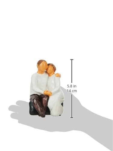 Beautiful Hand Painted Medium Size Resin Sitting Romantic Couple (Pack of 1, Black & White)