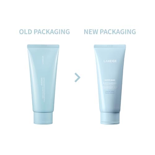 Two tubes of Laneige product, one labeled 'Old Packaging' and the other 'New Packaging', on a white background.